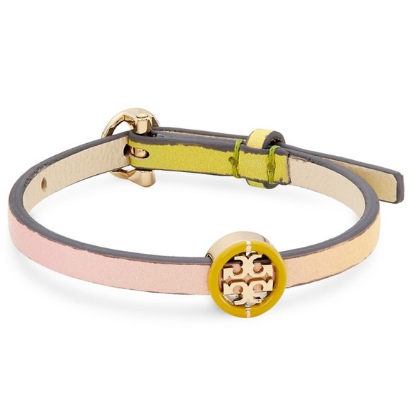 Tory Burch Miller 18K-Gold-Plated, Enamel, & Leather Wrap Bracelet - Picture 8 of 10